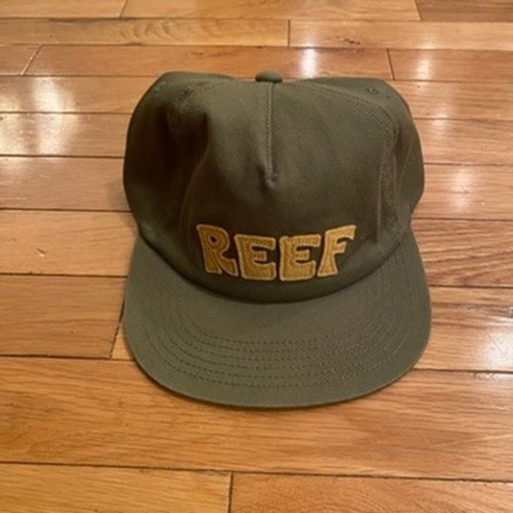 Reef Mens Snapback Hat Olive Green Leather‎ Strapback Surf Cap NWT